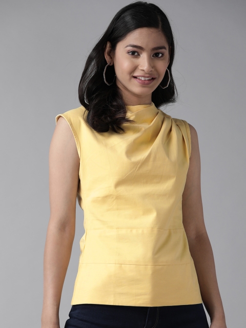 

Cayman Yellow Pure Cotton Pleated Top
