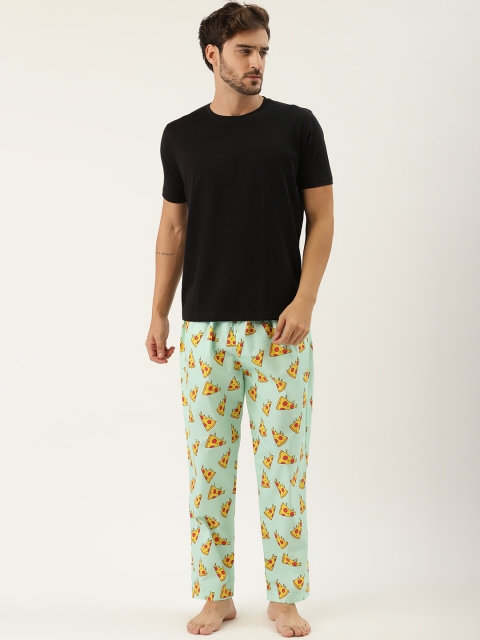 

Rapra The Label Men Black & Green Pure Cotton Printed Night suit