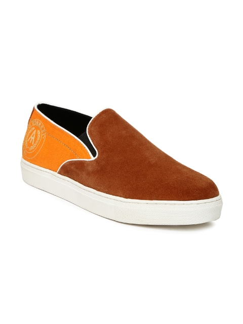 

Alberto Torresi Men Brown & Orange Slip-On Sneakers, Rust