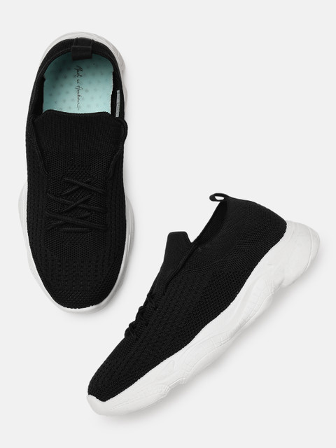 

Mast & Harbour Women Black Solid Woven Design Sneakers
