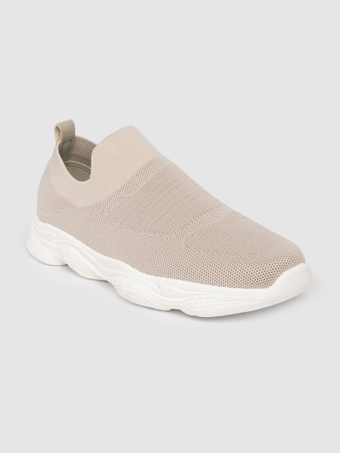 

Mast & Harbour Women Beige Woven Design Slip-On Sneakers