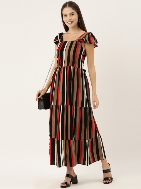 

The Dry State Women Multicoloured Striped Tiered Maxi Dress, Multi
