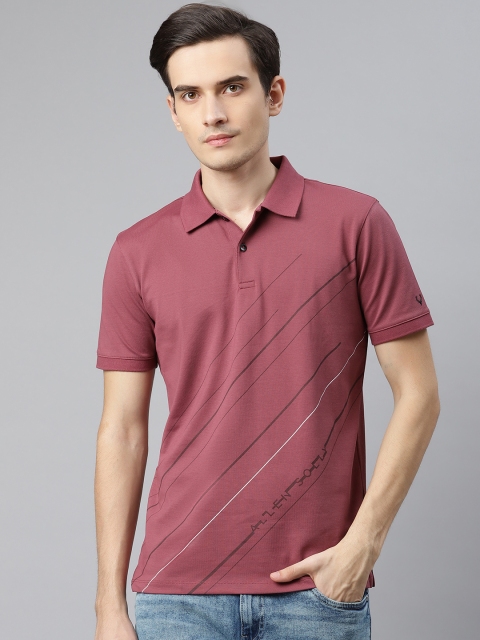 

Allen Solly Men Pink Striped Polo Collar T-shirt