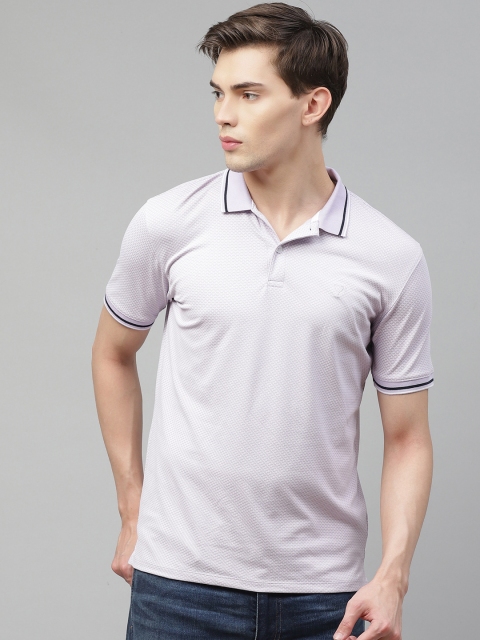 

Allen Solly Men Lavender Self Design Polo Collar T-shirt