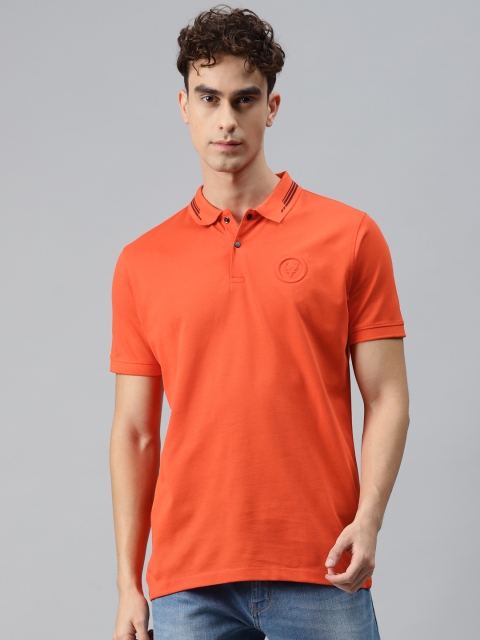

Allen Solly Men Orange Pure Cotton Solid Polo Collar T-shirt