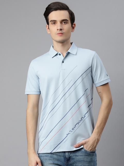 

Allen Solly Men Blue Striped Polo Collar T-shirt