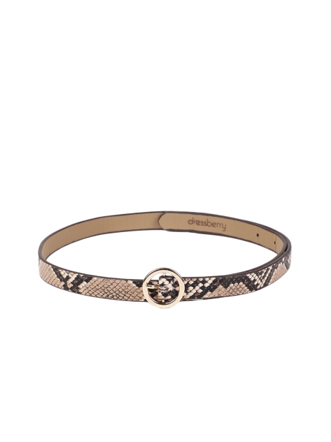 

DressBerry Women Beige & Brown Snake Textured Belt