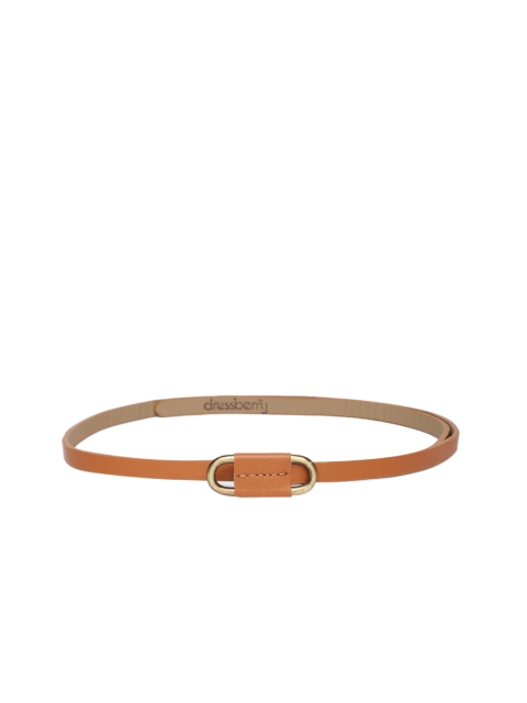 

DressBerry Women Tan Brown Solid Slim Belt