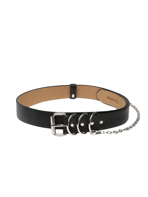 

DressBerry Women Black Belt With Detachable Chain