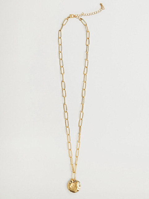 

MANGO Women Gold-Toned Dina Link Chain Necklace with Circular Charm Detail