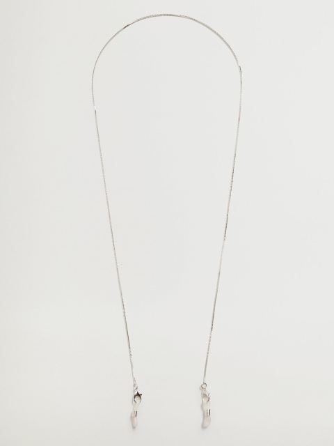 

MANGO Silver-Toned Minimal Face Mask Chain