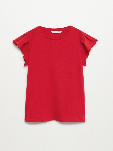 

Mango Kids Red Organic Cotton Flared Sleeves Sustainable Regular Top