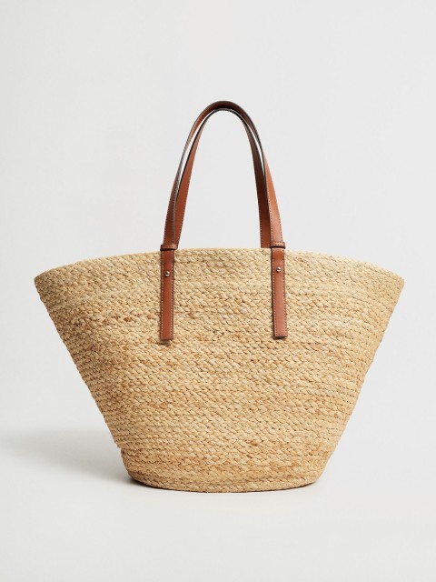 

MANGO Beige Braided Oversized Shoulder Bag