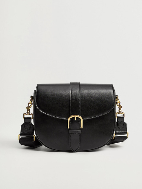 

MANGO Black Solid Half Moon Sling Bag