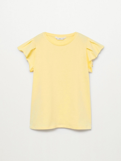 

Mango Kids Yellow Organic Cotton Flared Sleeves Sustainable Regular Top