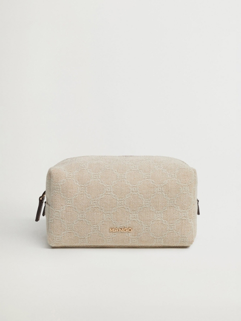 

MANGO Women Beige & Off-White Geometric Patterned Cosmetic Pouch