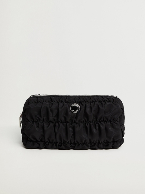 

MANGO Women Black Ruched Sustainable Cosmetic Pouch