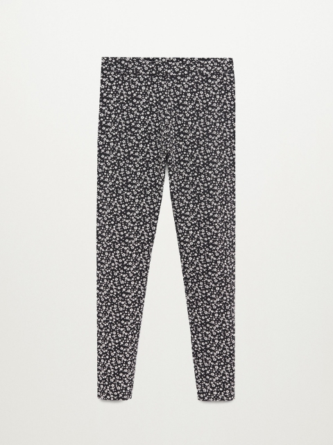 

Mango Kids Girls Black & White Sustainable Ditsy Floral Print Leggings