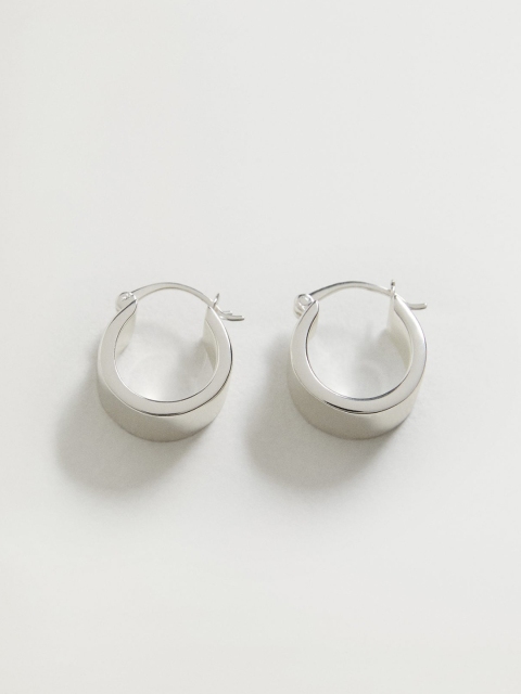 

MANGO 925 Sterling Silver-Plated Circular Huggie Hoop Earrings