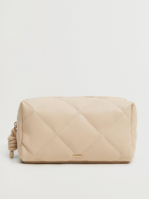 

MANGO Women Beige Quilted Cosmetic Pouch