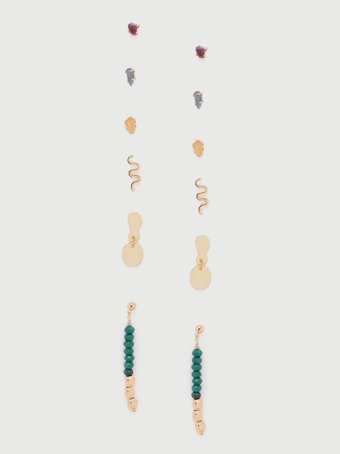 

MANGO Set of 6 Gold-Toned Contemporary Earrings