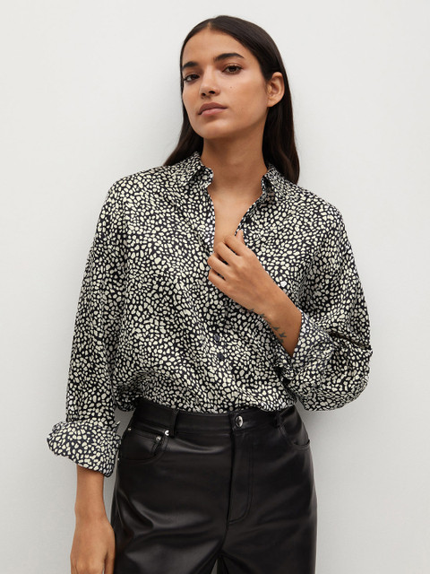 

MANGO Women Black & White Sustainable Printed Casual Shirt