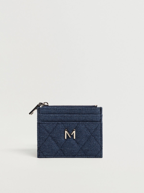 

MANGO Women Navy Blue Sustainable Denim Quilted Card Holder