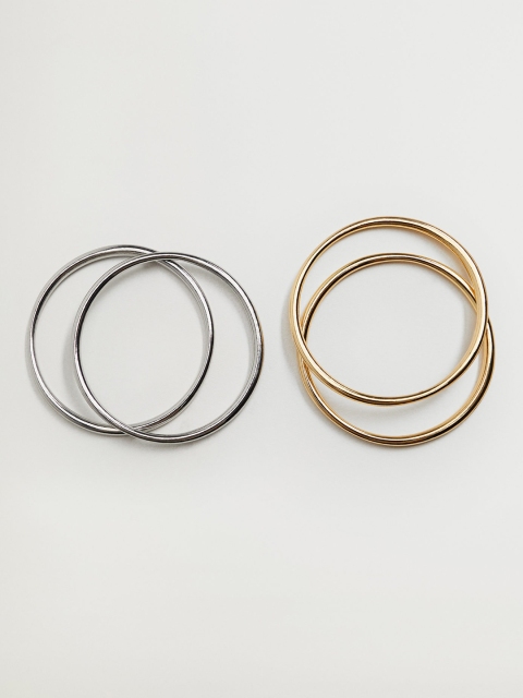 

MANGO Set of 4 Silver-Toned & gold-Toned Bangle Style Bracelets