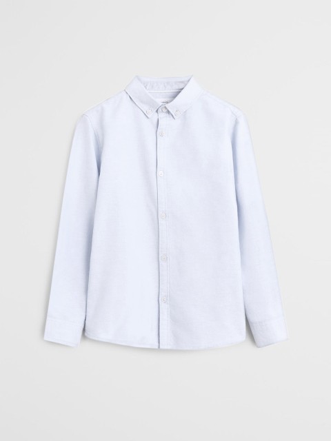 

Mango Kids Boys Blue Regular Fit Solid Oxford Weave Sustainable Pure Cotton Casual Shirt