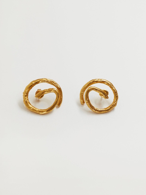 

MANGO 24K Gold-Plated Hammered Effect Circular Oversized Studs