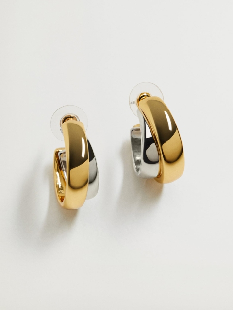 

MANGO Gold-Toned & Silver-Toned Circular Half Hoop Earrings