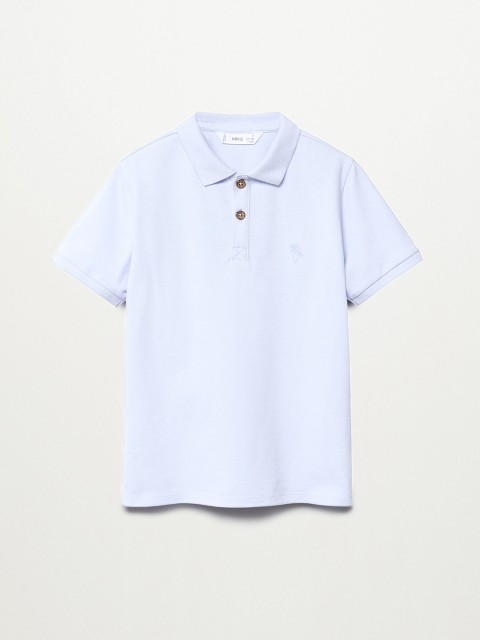 

Mango Kids Boys Blue Solid Organic Cotton Sustainable Polo Collar T-shirt
