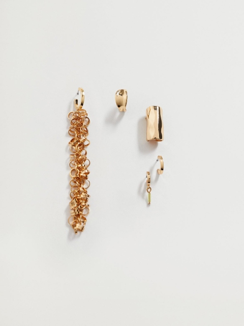 

MANGO Set of 5 Gold-Toned Contemporary Earrings