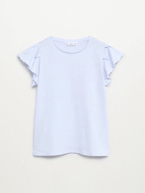 

Mango Kids Blue Organic Cotton Flared Sleeves Sustainable Regular Top