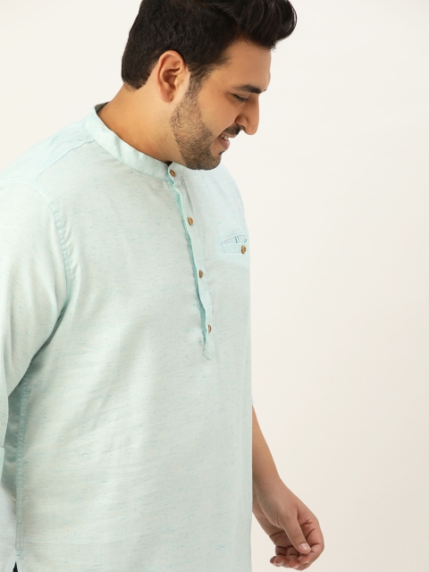 

Sztori Men Plus Size Sea Green Solid Straight Kurta