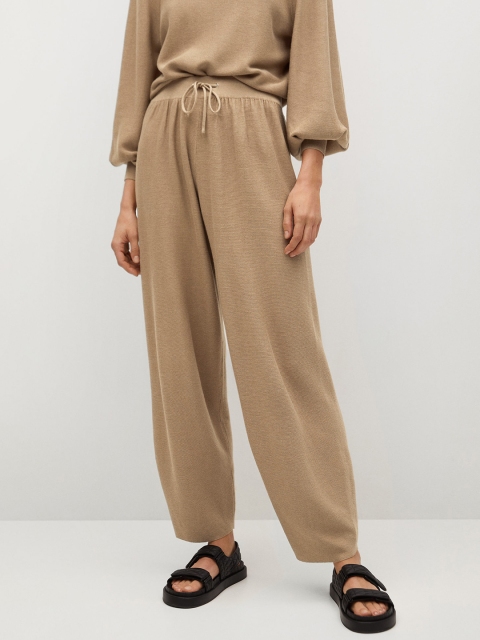 

MANGO Women Beige Regular Fit Solid Parallel Trousers