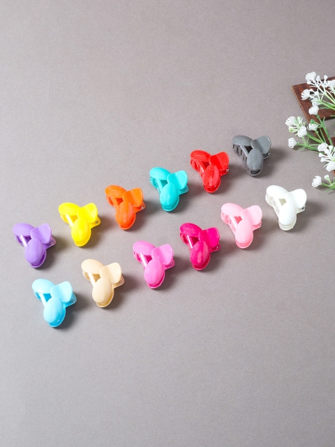 

Golden Peacock Set Of 12 Multi-Coloured Claw Clips, Pink