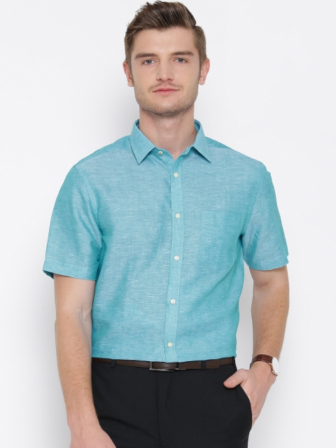 

Blackberrys Blue Linen Blend Slim Semiformal Shirt