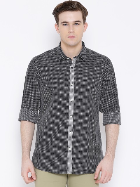

Blackberrys Black Printed Slim Casual Shirt