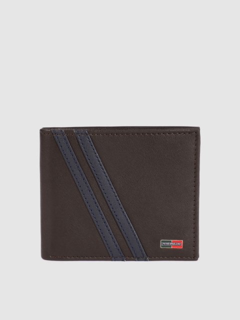 

Peter England Men Brown Solid Leather Two Fold Wallet