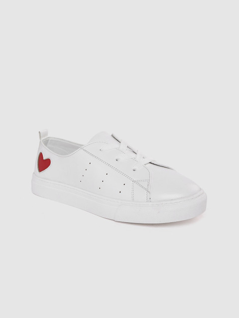

DressBerry Women White Sneakers with Perforated Detail