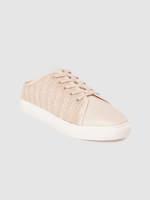 

Mast & Harbour Women Cream-Coloured Basketweave Mule Sneakers