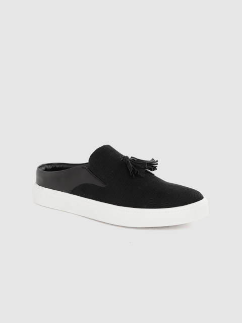

Mast & Harbour Women Black Corduroy Mule Sneakers with Tasselled Detail