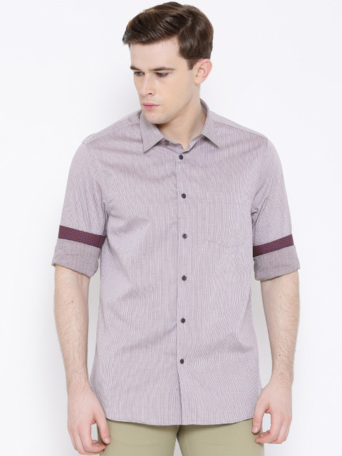 

Blackberrys Mauve Patterned Slim Casual Shirt