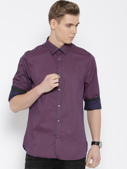 

Blackberrys Blue & Pink Printed Slim Casual Shirt