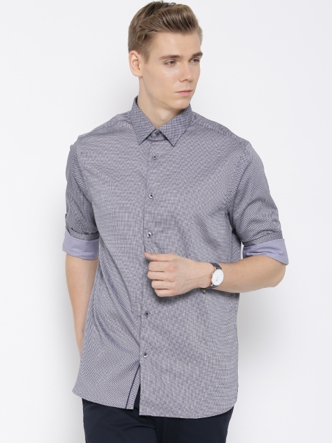 

Blackberrys Navy & Lavender Printed Slim Casual Shirt, Navy blue