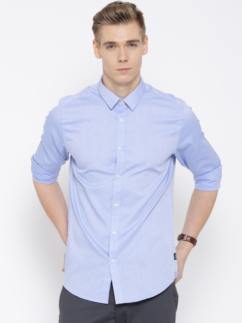

Blackberrys Blue Patterned Trim Fit Casual Shirt