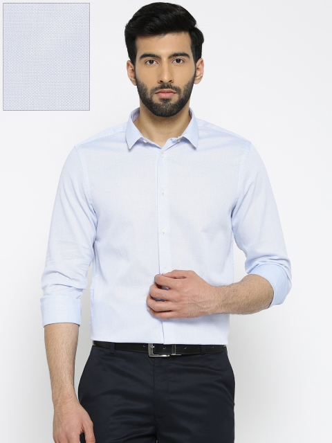 

Blackberrys Men Blue & White Slim Fit Self-Design Smart Casual Shirt