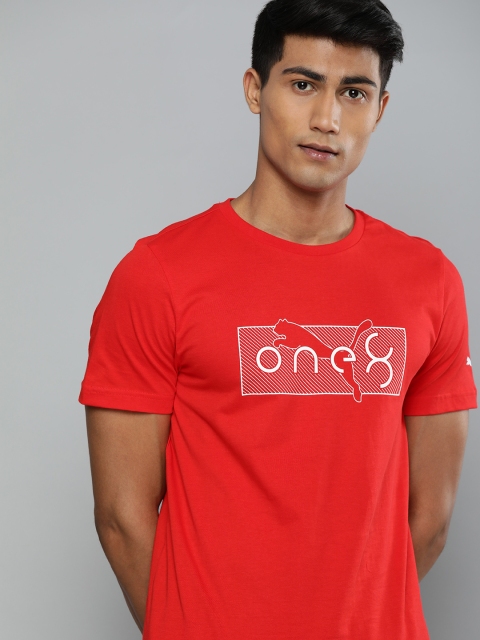 

one8 x PUMA Men Red Printed Cotton T-shirt