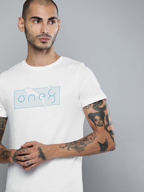 

one8 x PUMA Men White Printed Slim Fit VK Graphic Round Neck Pure Cotton T-shirt